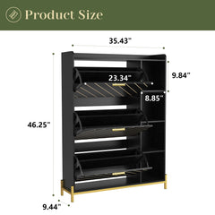 HAOYYE Modern Slim Shoe Cabinet With 3 Flip Drawers And Open Shelves, Wood Freestanding Shoe Organizer, Narrow Hidden Shoe Storage For Heels, Boots, And Slippers, Sturdy Entryway Shoe Rack For Entrance