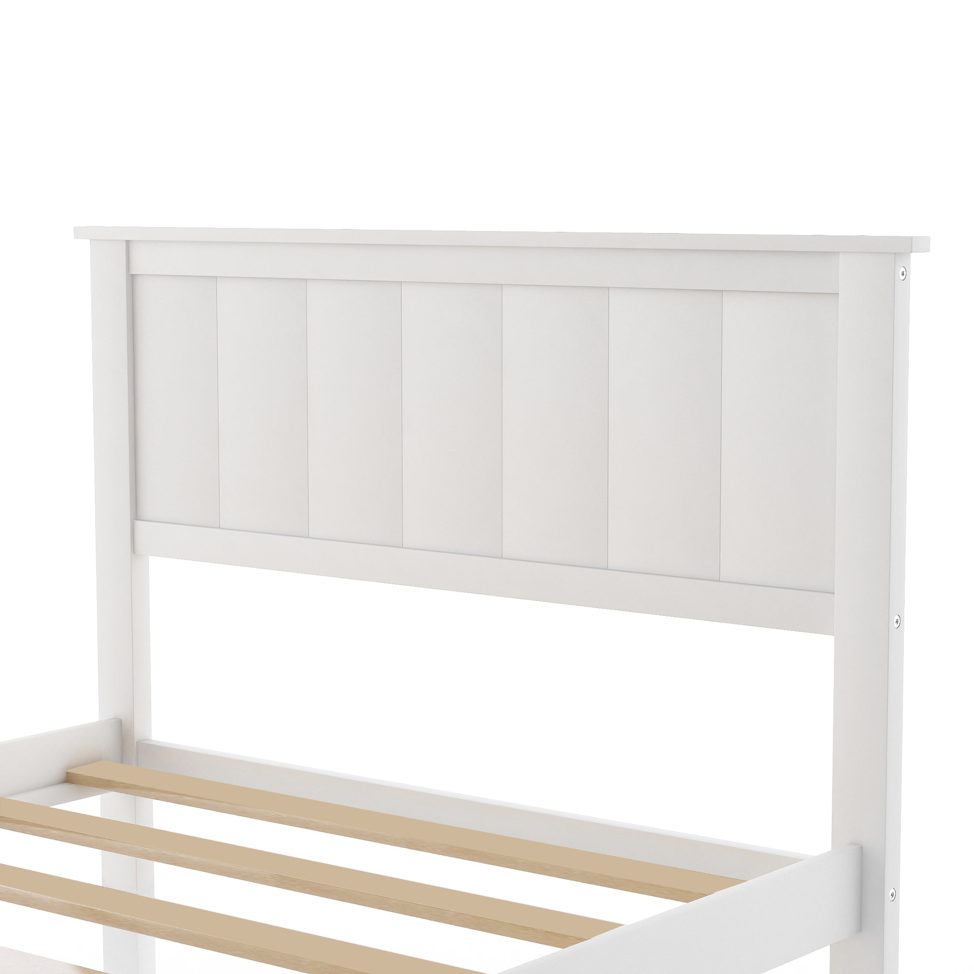 HAOYYE Modern Twin Platform Bed with Under-bed Drawer, White Sturdy Space-Saving Heavy Duty Design, Easy Assembly Bedroom Furniture for Dorms and Adults