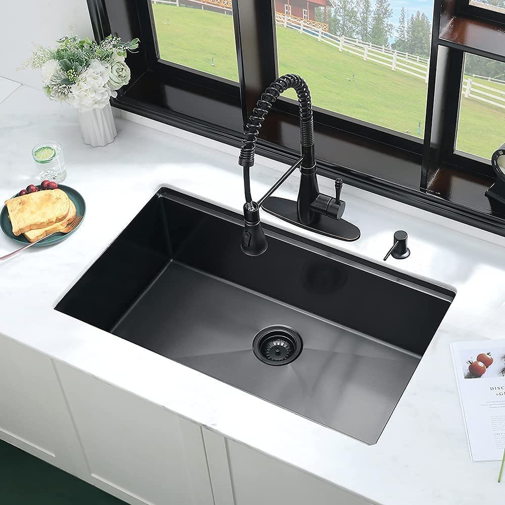HAOYYE Workstation 32" L X 19" W Undermount Kitchen Sink With Accessories Sturdy Space-Saving Heavy Duty Modern Design Easy Assembly Durable Stylish Home Furniture Versatile