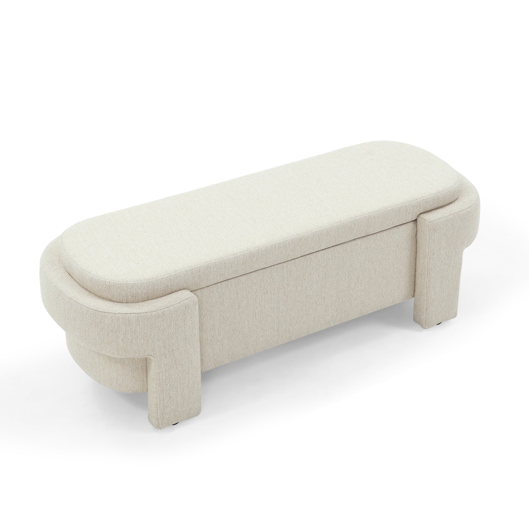 HAOYYE Linen Fabric Upholstered Bench with Large Storage Space for the Living Room, Entryway and Bedroom,Beige, Sturdy Space-Saving Heavy Duty Modern Design Easy Assembly Durable