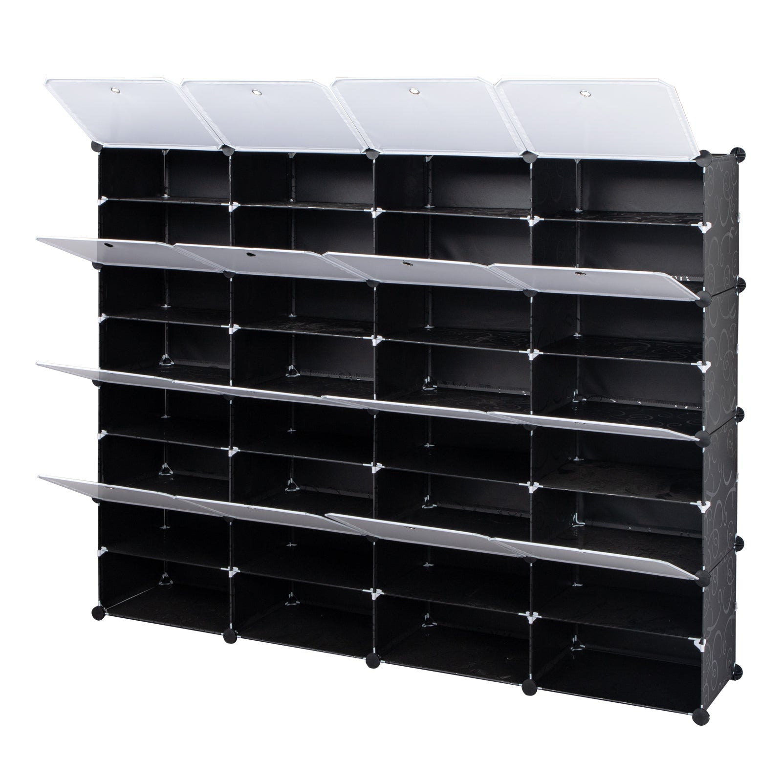 HAOYYE 8-Tier Portable Shoe Rack Organizer 64 Pair Capacity Expandable 32 Grid Tower Shelf Black Durable Design Sturdy Multifunctional Modern Organizer Space-Saving Storage Solution for Shoes, Boots, Slippers