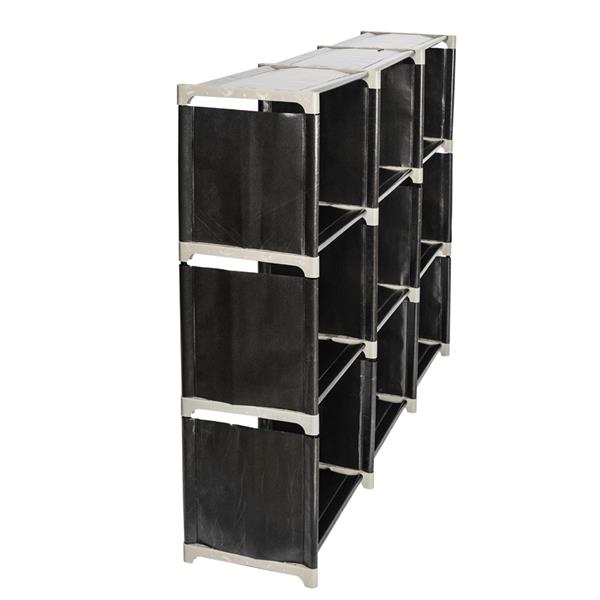 HAOYYE Multifunctional Assembled 3 Tiers 9 Compartments Storage Shelf Black soft cozy warm flannel fleece home decor luxury comfortable unique design premium quality decorative