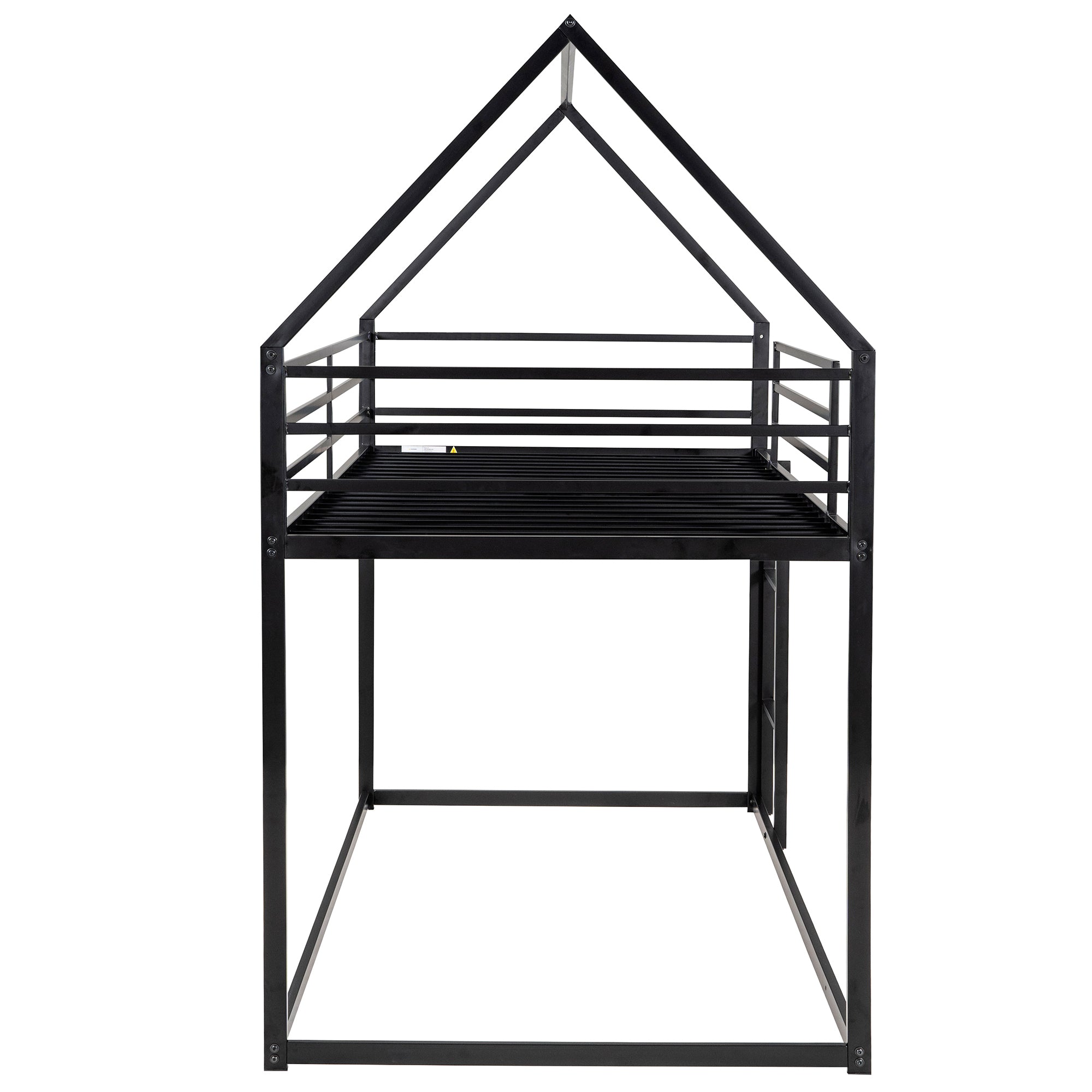 HAOYYE Twin over Twin House Bunk Bed with Built-in Ladder,Black Sturdy Space-Saving Heavy Duty Modern Design Adults Dorm Room Easy Assembly Bedroom Furniture