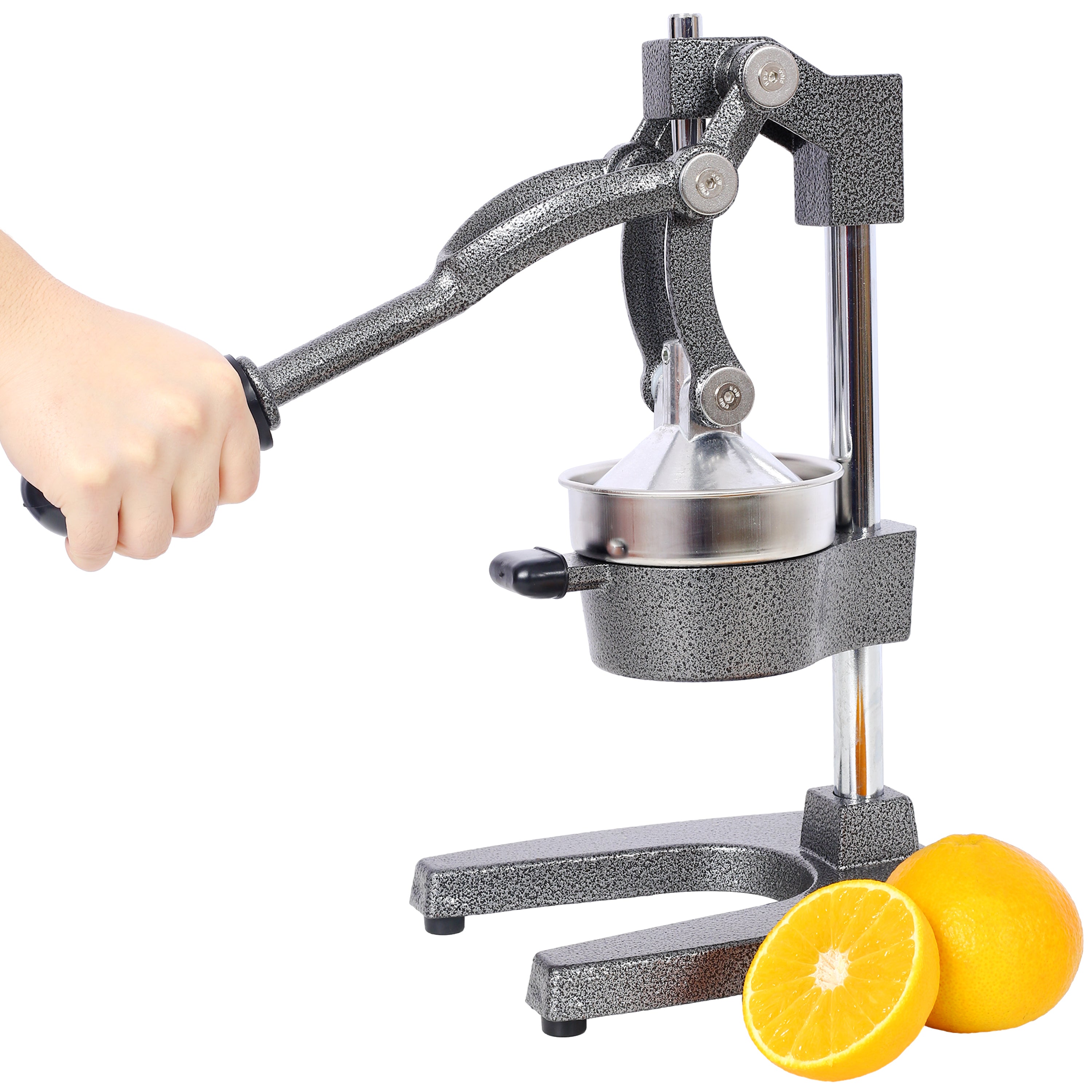 HAOYYE Cast Iron Citrus Juicer , Extra-Large Commercial Grade Manual Hand Press , Heavy Duty Countertop Squeezer for Fresh Orange Juice ,grey color Sturdy Space-Saving Modern Design Adults Dorm Room