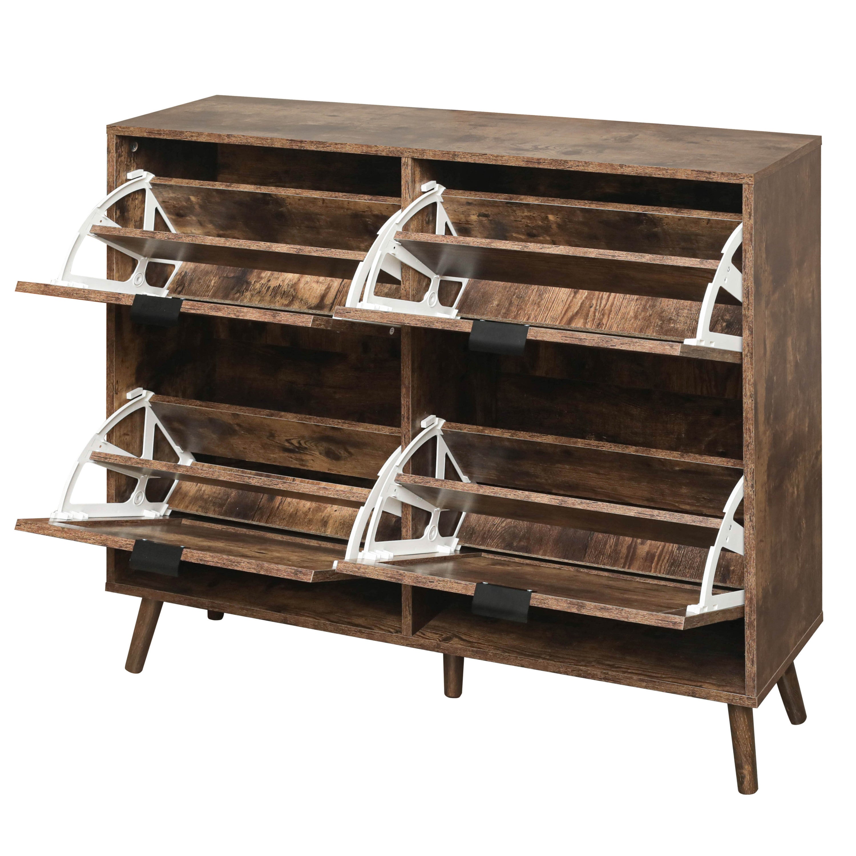 HAOYYE 4 Door Shoe Rack, Freestanding Modern Shoe Storage Cabinet, for Entryway Sturdy Space-Saving Heavy Duty Modern Design Easy Assembly Durable Stylish Home Furniture Versatile