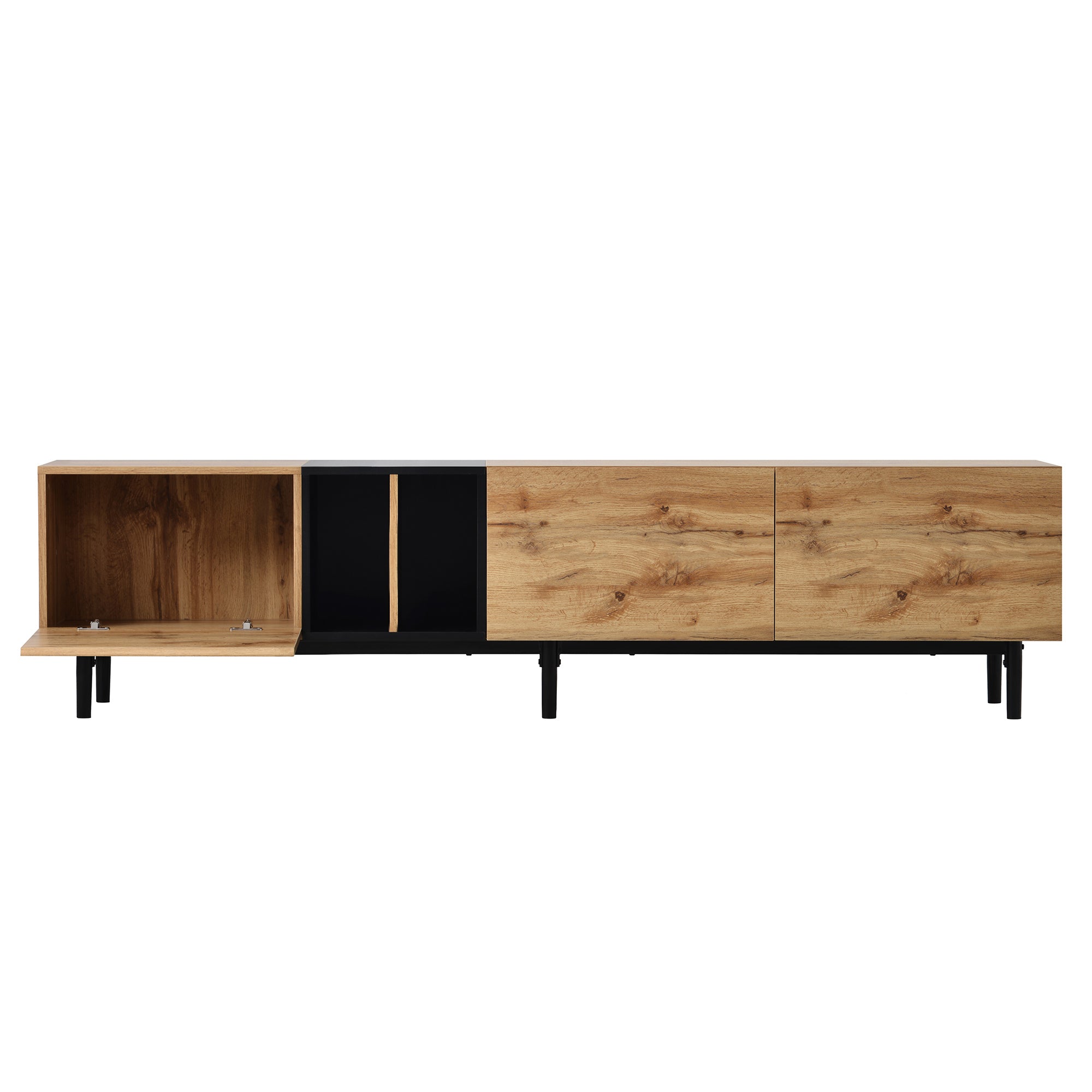 HAOYYE Modern TV Stand for 80'' TV with 3 Doors, Media Console Table, Entertainment Center with Large Storage Cabinet for Living Room, Bedroom Sturdy Space-Saving Heavy Duty Modern Design Adults