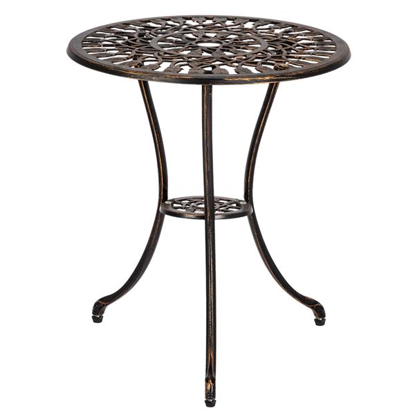 HAOYYE European Style Cast Aluminum Outdoor 3-Piece Tulip Bistro Set, Bronze, Elegant Table and Chairs for Patio, Garden, Porch, or Balcony, Durable and Lightweight, Perfect for Outdoor Dining and Relaxation