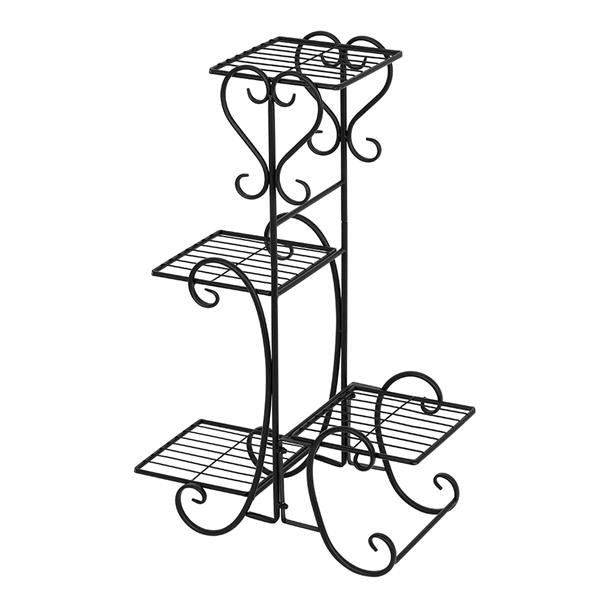 HAOYYE 4 Potted Square Flower Metal Shelves Plant Stand, Black, Durable and Space-Saving Storage Solution, Modern Design, Versatile for Indoor and Outdoor Use, Premium Quality, Stylish Decorative Display Rack for Your Garden