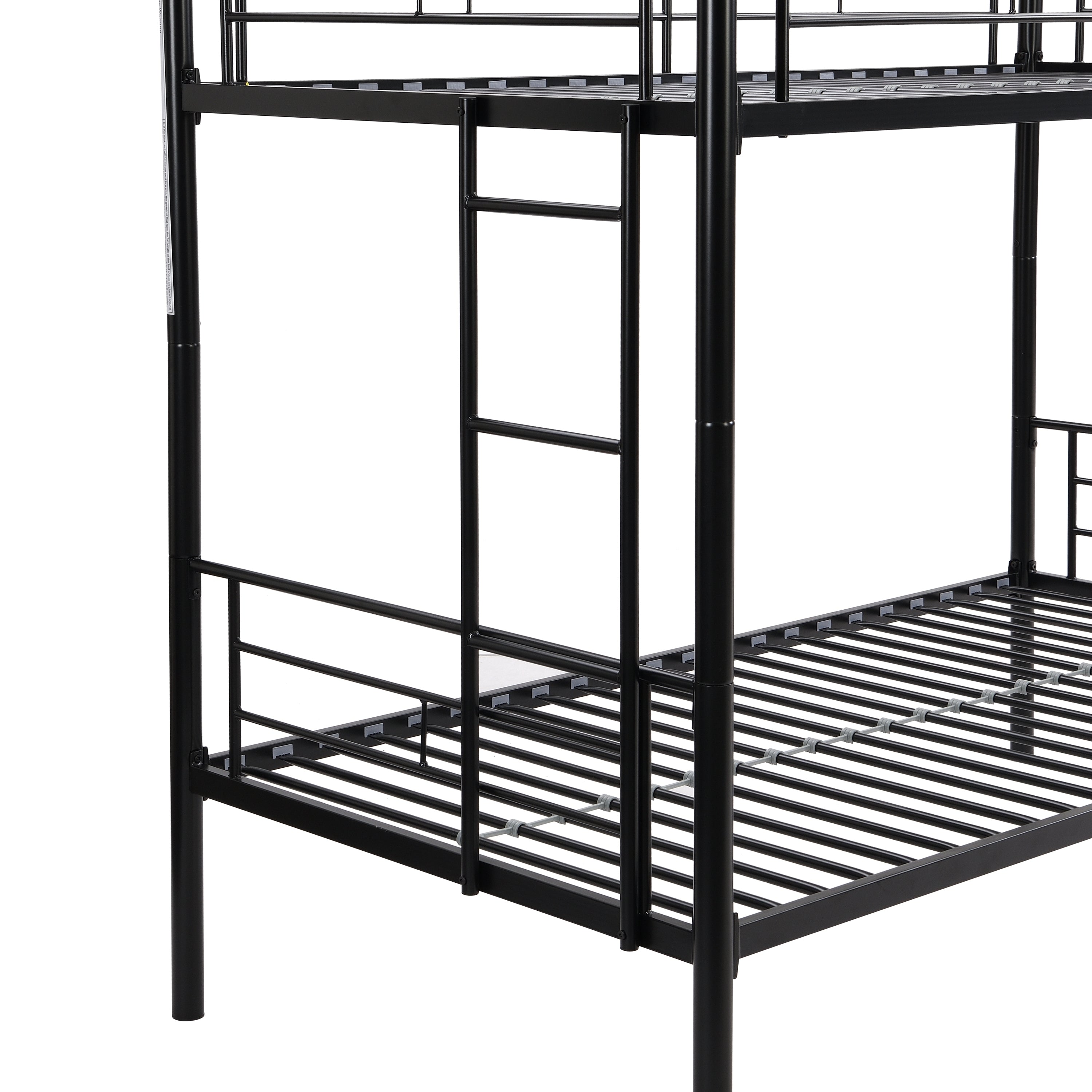 HAOYYE Bunk Bed Twin Over Twin Size with 2 Ladders and Full-Length Guardrail, Metal, Storage Space, No Box Spring Needed, Noise Free, Black Sturdy Space-Saving Heavy Duty Modern Design Easy Assembly Durable