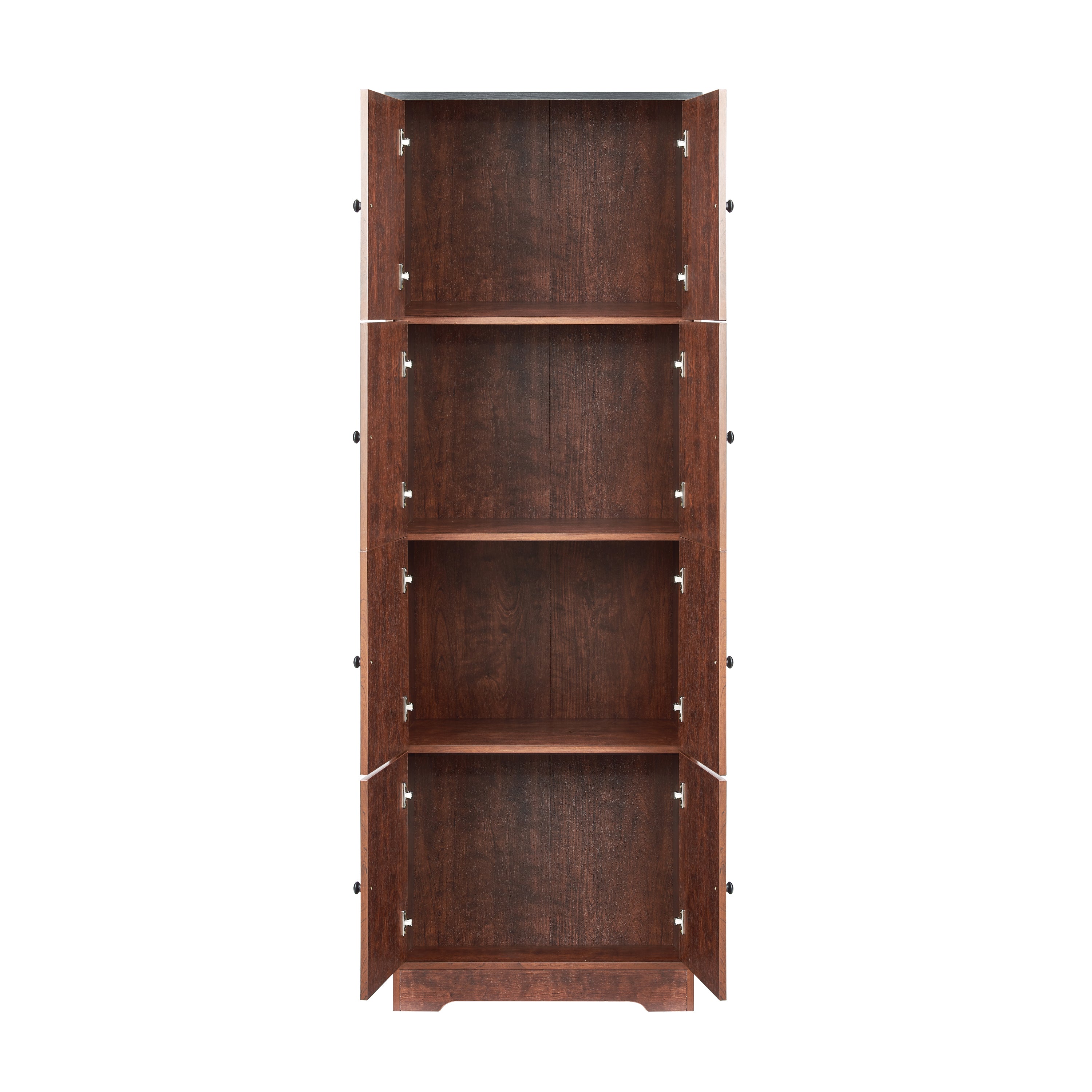 HAOYYE Tall Storage Cabinet with 8 Doors and 4 Shelves, Wall Storage Cabinet for Living Room, Kitchen, Office, Bedroom, Bathroom, Walnut Sturdy Space-Saving Heavy Duty Modern Design Adults Dorm Room