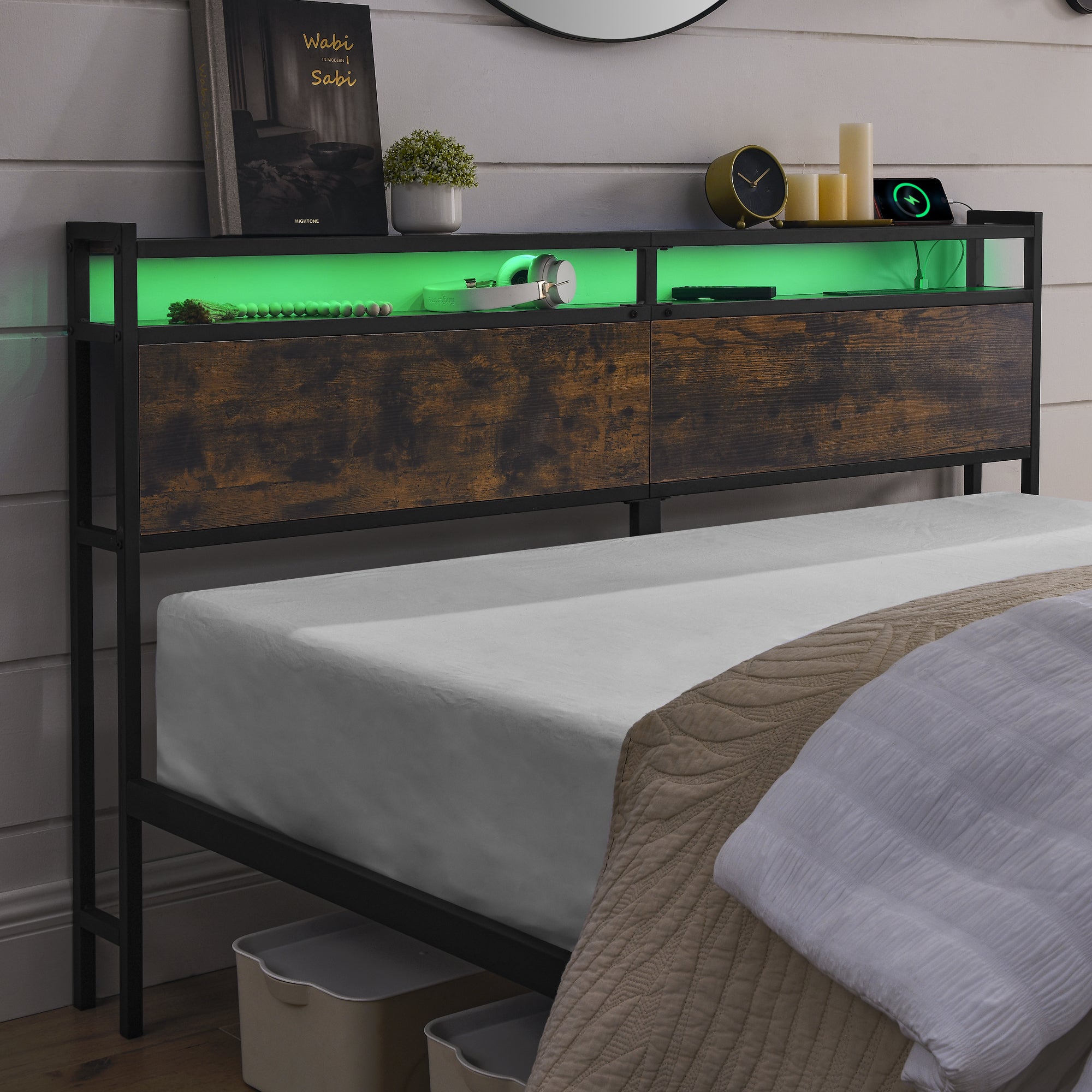 HAOYYE iron bed frame, metal bed frame, wrought iron bed frame, iron platform bed frame, iron canopy bed frame, iron twin bed frame, iron queen bed frame, iron double bed frame, iron sin Sturdy Space-Saving