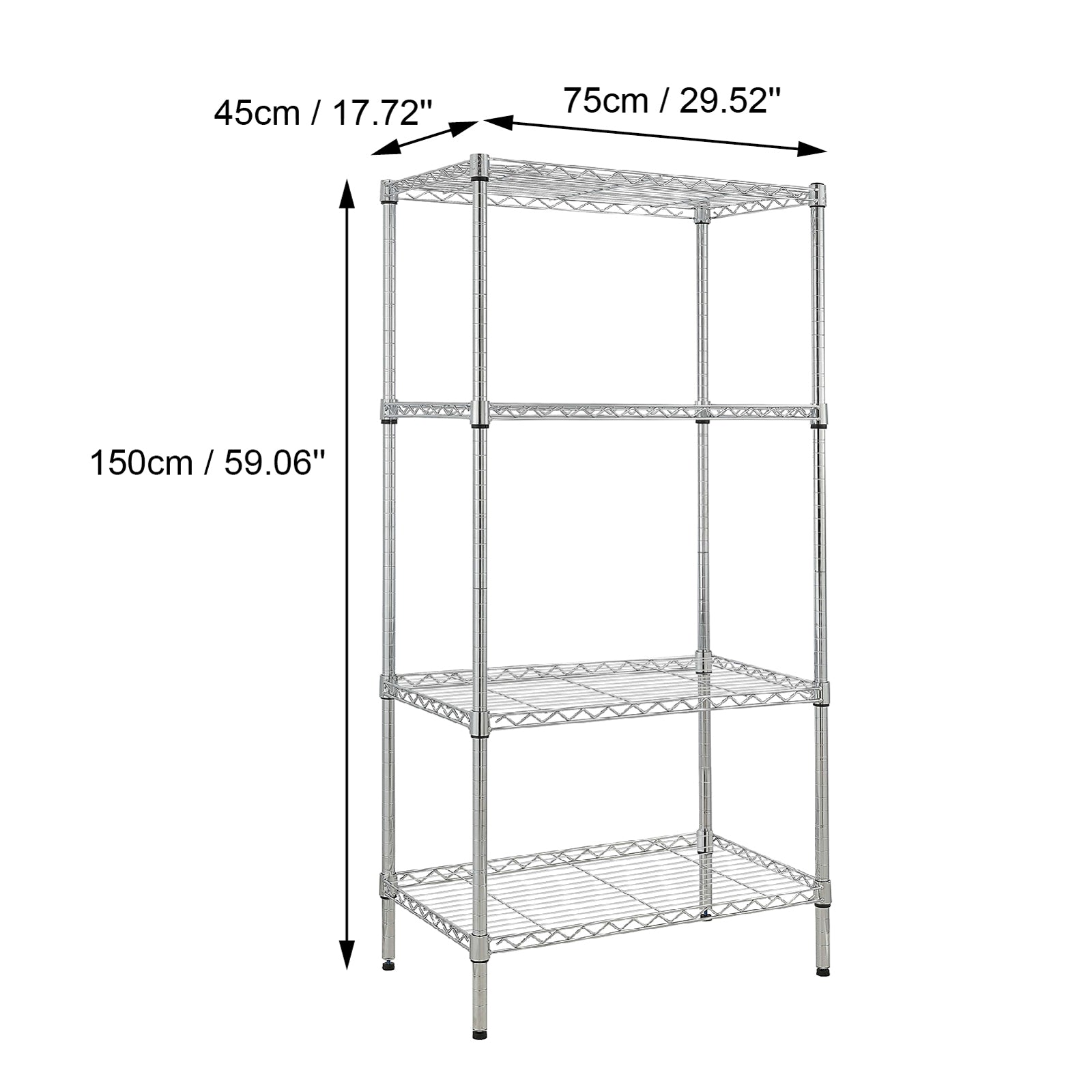 HAOYYE 4-Shelf Adjustable Wire Shelving Unit – Sturdy Chrome Storage Shelves With Heavy-Duty Steel Construction, Perfect For Garage, Kitchen, Office, Or Home Organization – Space-Saving, Durable, Adjustable Design For Flexible Storage Solutions