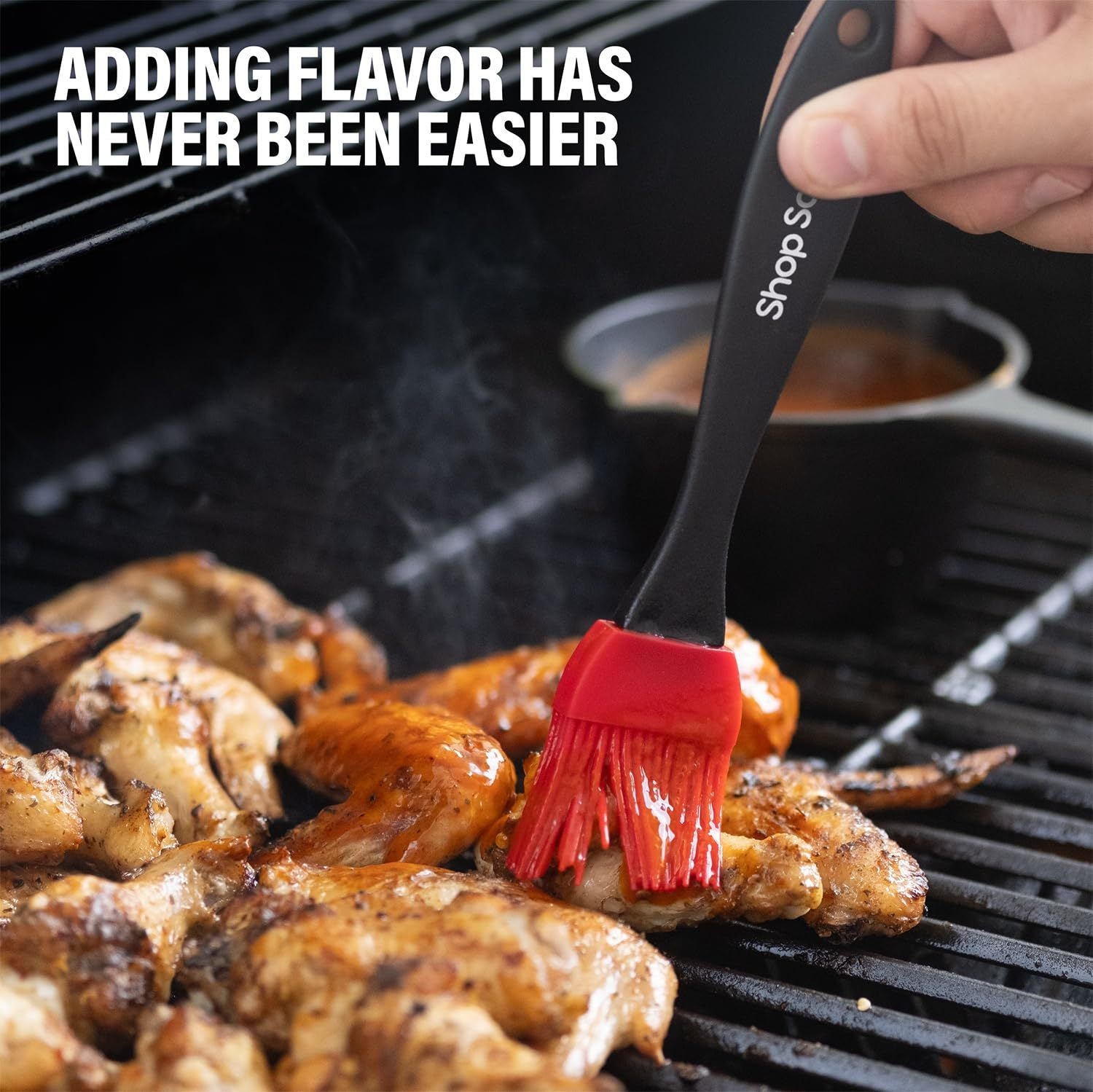 Haoyye Cast Iron Basting Pot and Silicone BBQ Brush Set, 15 Oz Pre-Seasoned Saucepan with Heat-Resistant Brush for Grilling, Meat Smoking, or Stovetop Use, No-Drip Pour Spouts, Mess-Free BBQ Accessory for Outdoor Cooking or Gift for Grill Lovers