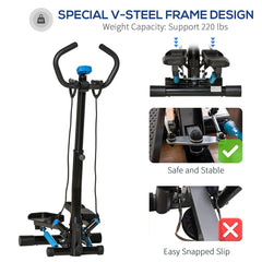 HAOYYE Home Fitness Equipment Twister with Resistance Strap Full Body Workout Stepper Machine Adjustable Handlebar and LCD Display for Cardio Strength Training and Weight Loss