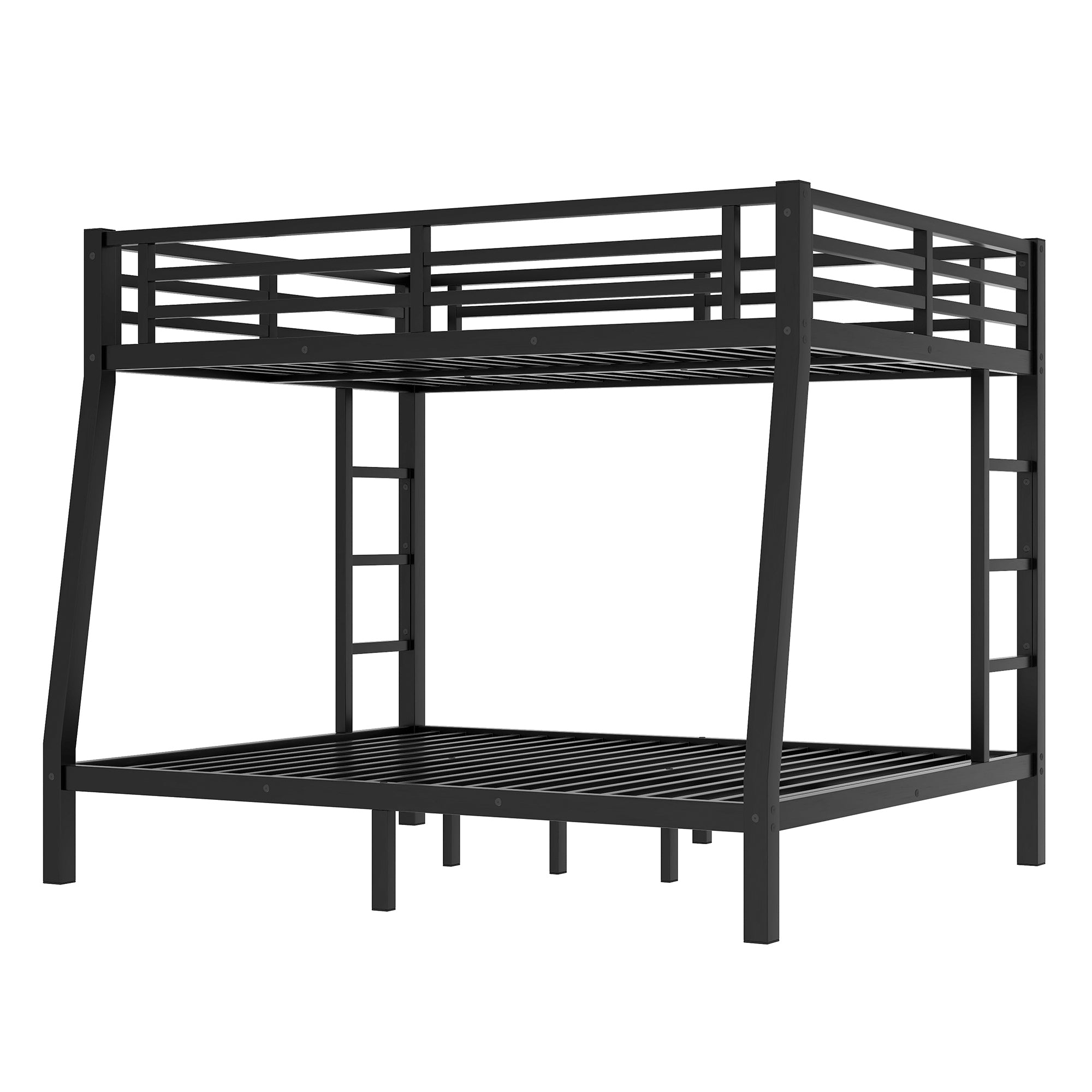 HAOYYE Metal Full XL over Queen Bunk Bed for Teens and Adults,Space-Saving/Noise Reduced/No Box Spring Needed,Black Sturdy Heavy Duty Modern Design Dorm Room Easy Assembly Bedroom Furniture