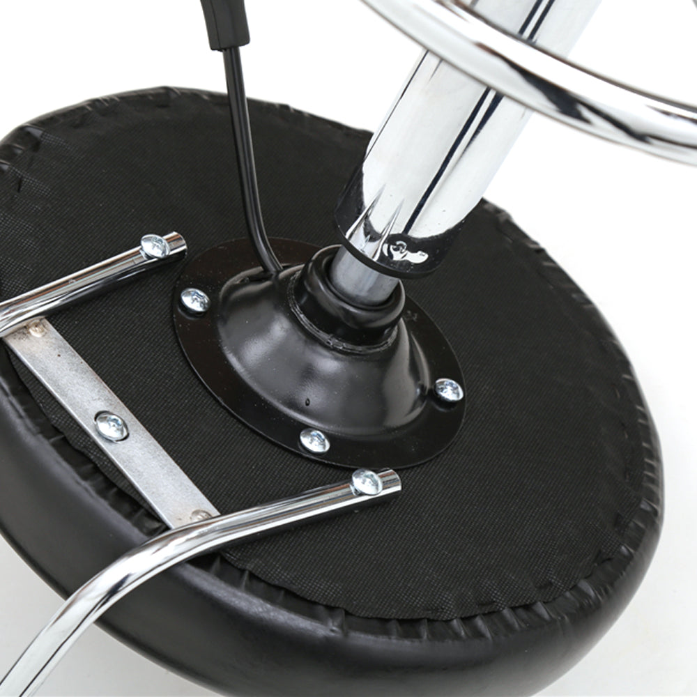 HAOYYE Black Adjustable Salon Stool with Backrest Round Seat Design 360° Swivel PU Leather Comfortable Rolling Chair for Home Office Studio Beauty Spa Lightweight Anti-Skid Durable Construction