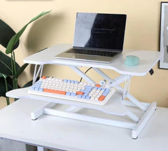 Haoyye Desk Converter Height Adjustable Sit to Stand Riser for Dual Monitor and Laptop Use with Wide Keyboard Tray and Space Saving Design for Home Office and Professional Use with Heavy Duty Build
