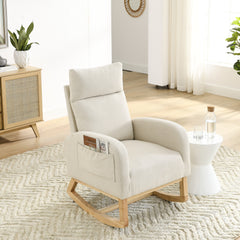 HAOYYE Welike 27.6"W Modern Accent High Backrest Living Room Lounge Arm Rocking Chair, Two Side Pocket Sturdy Space-Saving Heavy Duty Modern Design Easy Assembly Durable Stylish Versatile