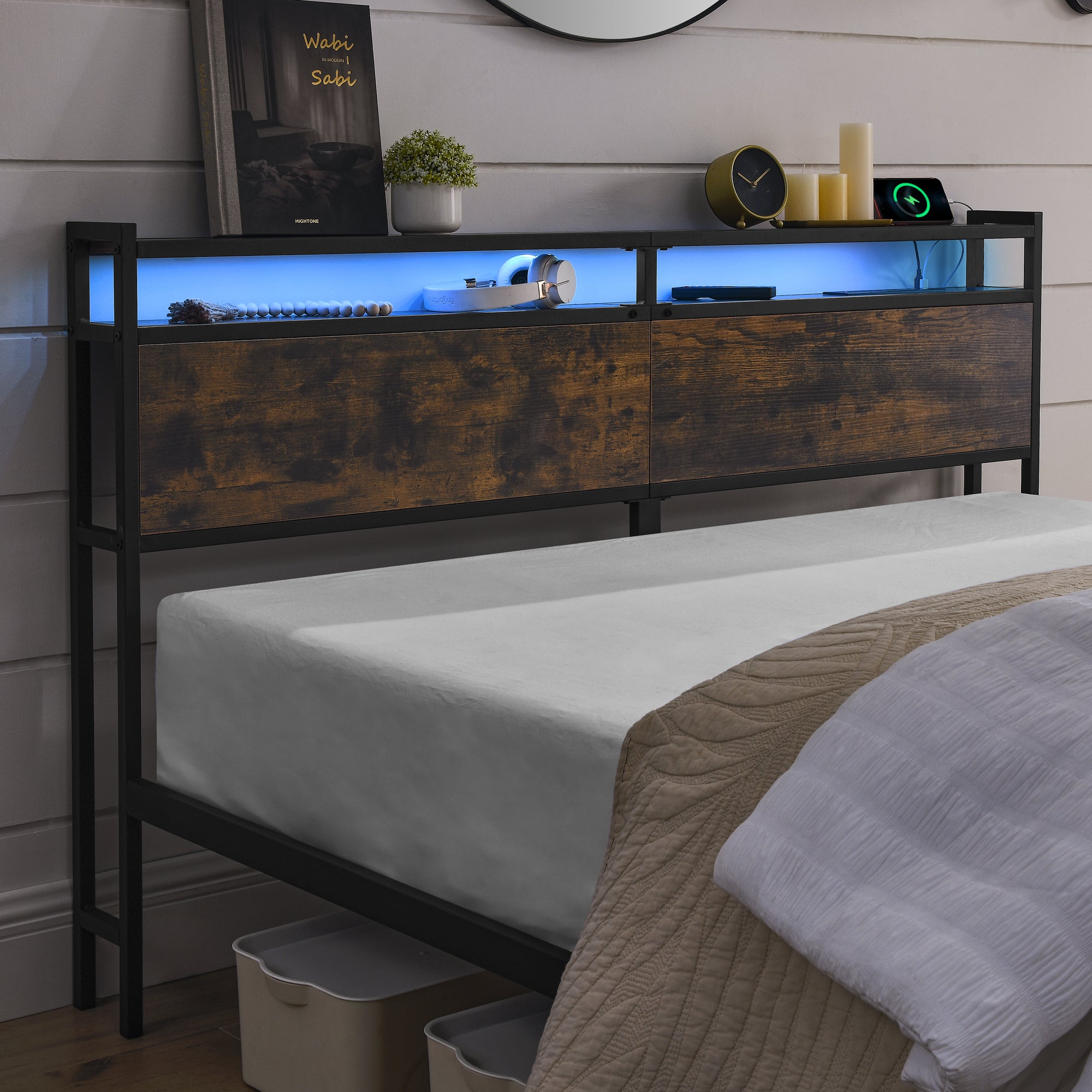 HAOYYE iron bed frame, metal bed frame, wrought iron bed frame, iron platform bed frame, iron canopy bed frame, iron twin bed frame, iron queen bed frame, iron double bed frame, iron sin Sturdy Space-Saving
