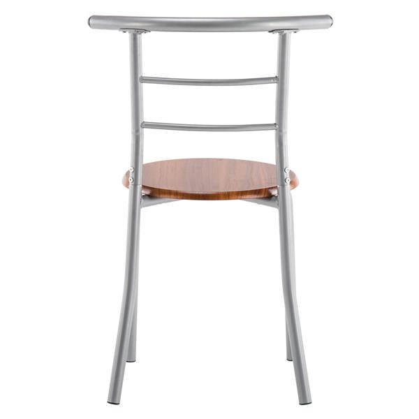 HAOYYE Brown Wood Grain PVC Breakfast Table Set with One Table and Two Chairs, Space-Saving Dining Table and Stool Set for Small Kitchen, Apartment, or Dining Room