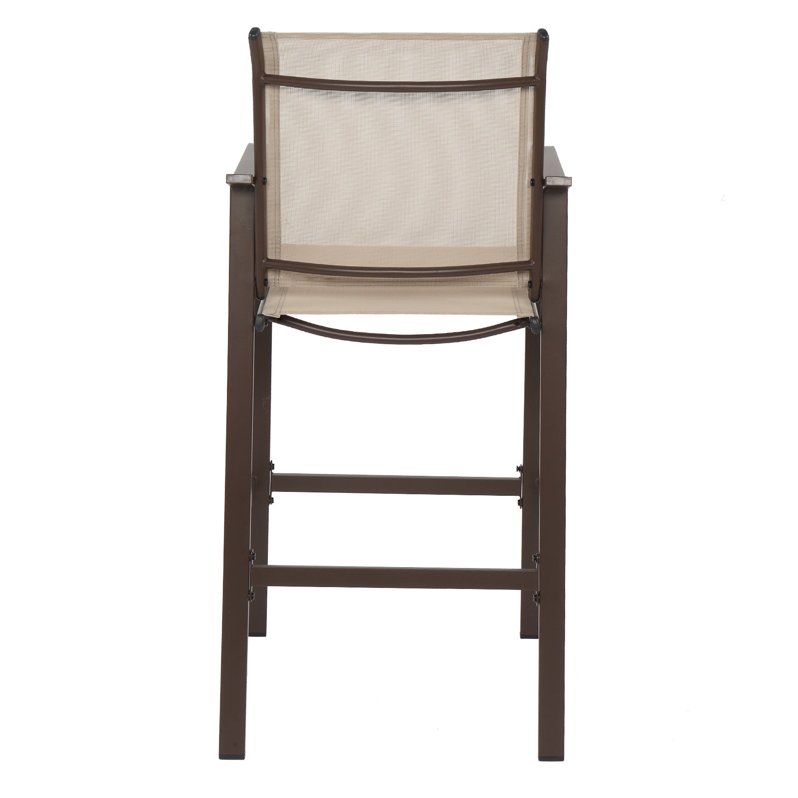 HAOYYE 2pcs Wrought Iron Garden Bar Chairs with Brown Frame and Beige Cloth Surface, Durable and Comfortable Outdoor Bar Seating, Perfect for Patio, Deck, or Backyard, Stylish and Stable Design for Relaxation