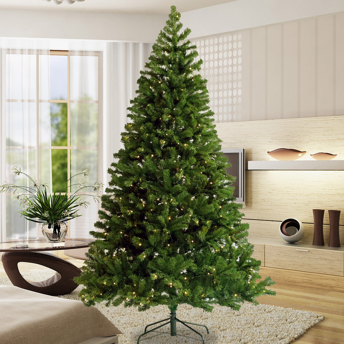 HAOYYE Pre-lit Christmas Tree 6ft Artificial Hinged Xmas Tree with Foldable Stand Sturdy Space-Saving Heavy Duty Modern Design Adults Dorm Room Easy Assembly Bedroom Furniture