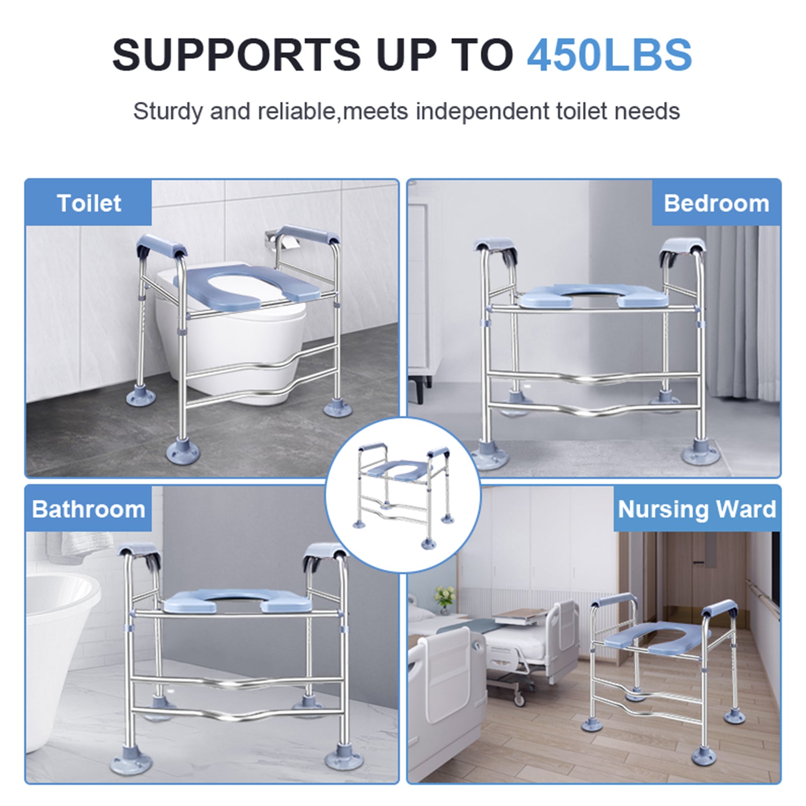 HAOYYE Raised Toilet Stool With Handle, Adjustable Height For Comfort And Safety, Supports Up To 400 LBS, Equipped With Bottom Suction Cups For Stability, Smooth And Firm Design, Ideal For Elderly, Pregnant, And Disabled Users, Fits Many Toilet
