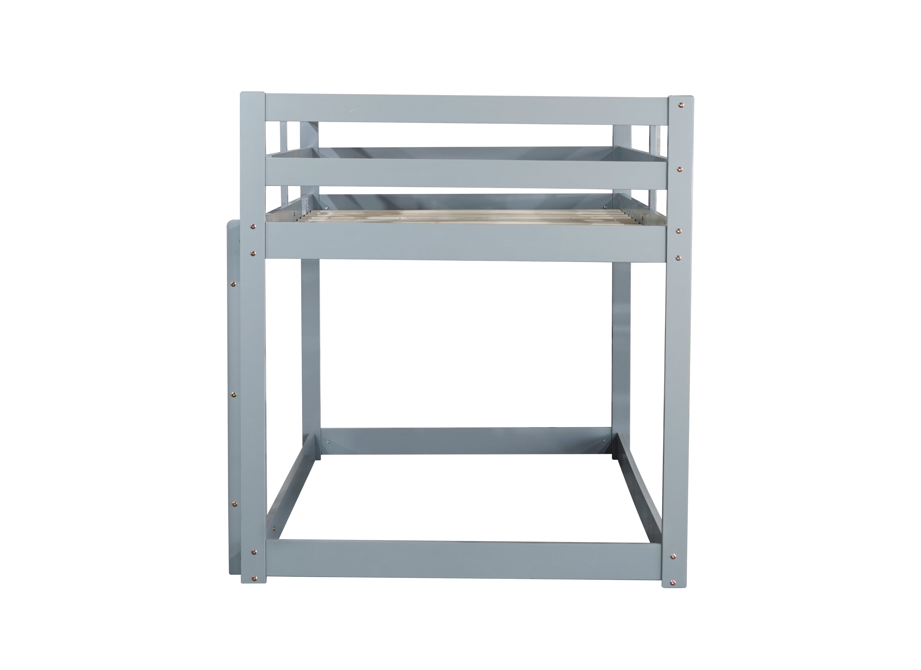 HAOYYE Solid Wooden, Solid Rubber Wooden Twin over Twin Loft Bed with Ladder, with Bed Platform of Strengthened Slats , Grey Sturdy Space-Saving Heavy Duty Modern Design Adults Dorm Room Easy Assembly
