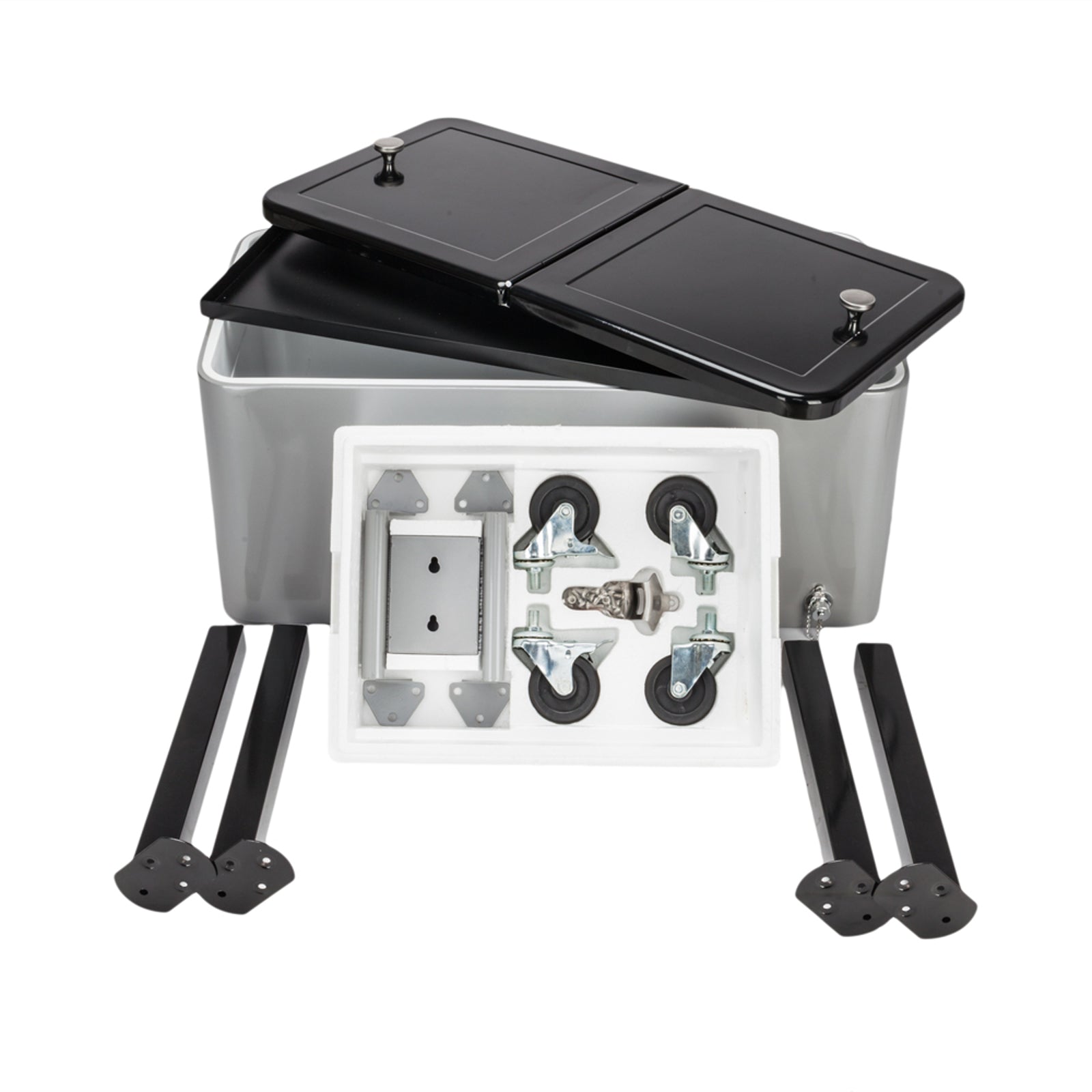 HAOYYE Iron Spray Cooler with Shelf, Durable and Environmentally Friendly Outdoor Cooler with Warm and Cooling Functions, Equipped with Directional Wheels and Bottom Tray for Easy Transport and Storage