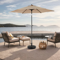 Haoyye Outdoor Patio Umbrella Market Table Umbrella with Push Button Tilt and Crank Handle 6 Sturdy Ribs Wind Resistant Canopy for Backyard Deck Pool Garden Use Base Not Included
