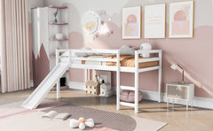 HAOYYE Loft Bed with Slide, Multifunctional Design, Twin (White)(OLD SKU: WF191904AAK) Sturdy Space-Saving Heavy Duty Modern Design Adults Dorm Room Easy Assembly Bedroom Furniture