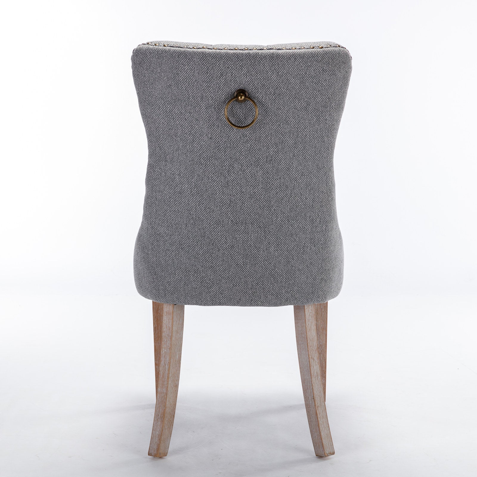 HAOYYE Nikki Collection Modern, High-end Tufted Solid Wood Contemporary Flax Upholstered Linen Dining Chair with Wood Legs Nailhead Trim 2-Pcs Set,Gray, SW6801GY Sturdy Space-Saving Heavy Duty Modern Design