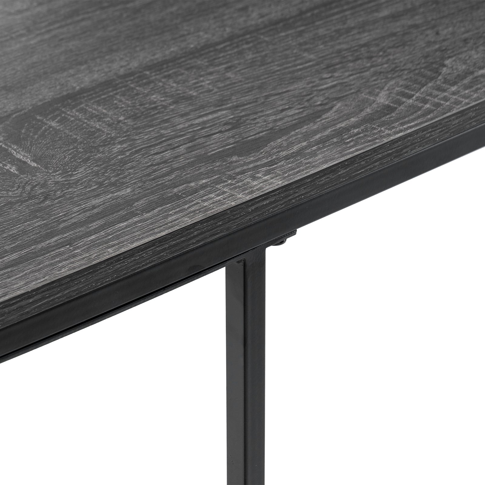 HAOYYE C-Type Single Layer MDF Iron Rectangle Side Table with Triamine Grey Finish and Black Spray Coating, Modern Design for Living Room, Bedroom, Office, and Home Décor – Premium Quality, Comfortable, and Stylish Furniture Piece
