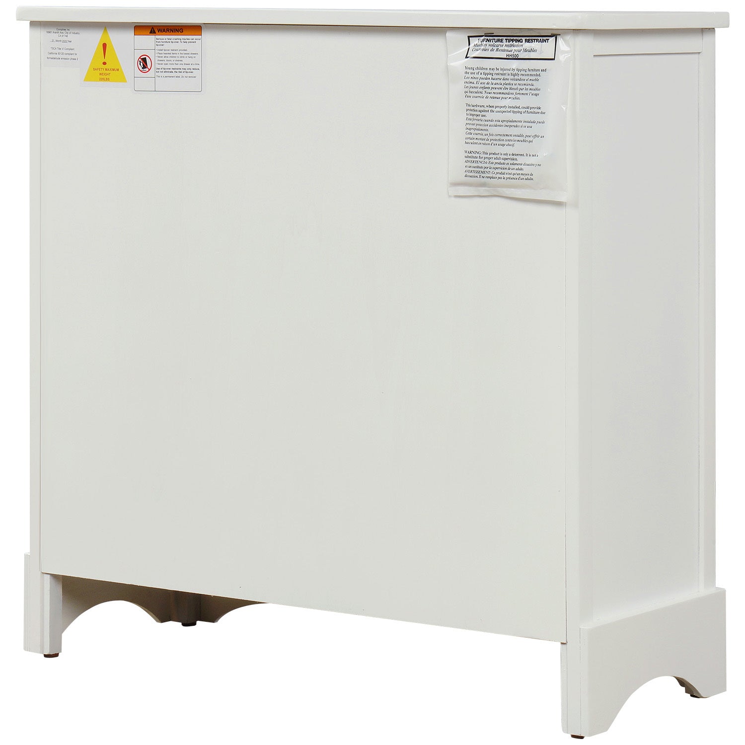 HAOYYE Rustic Storage Cabinet with Two Drawers and Four Classic Rattan Baskets for Dining Room or Living Room, White, Sturdy Space-Saving Design, Heavy Duty Construction, Easy Assembly, Durable and Stylish Home Furniture