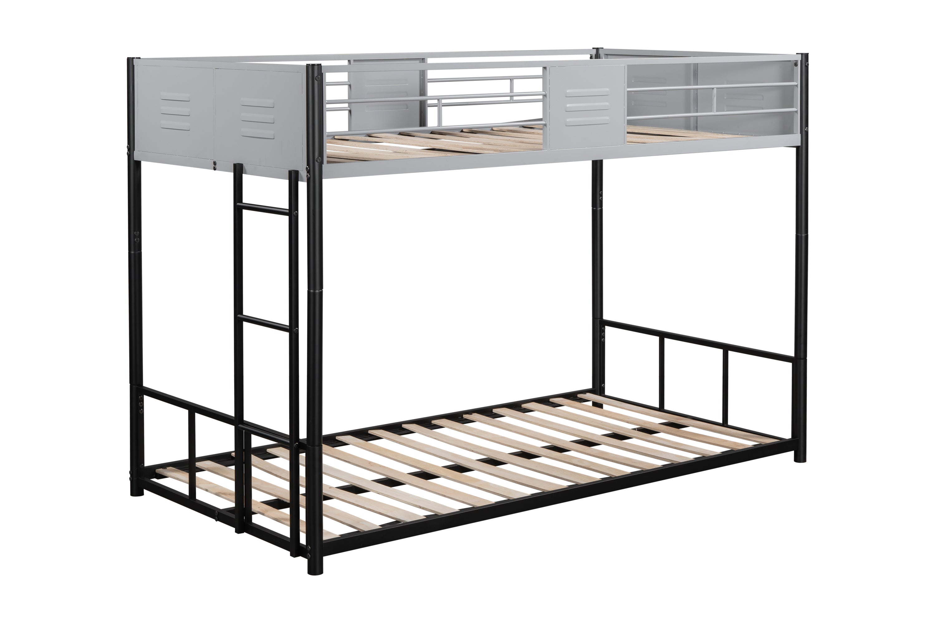 HAOYYE Metal Twin over Twin Bunk Bed with Vent Board/ Heavy-duty Sturdy Metal/ Noise Reduced/ Safety Guardrail/ CPC Certified Space-Saving Heavy Duty Modern Design Adults Dorm Room Easy Assembly