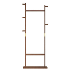 HAOYYE Solid Wood Coat Rack, Freestanding Hanger with Natural Walnut Finish, Space-Saving and Durable Design for Bedroom, Entrance, or Living Room, Easy Assembly