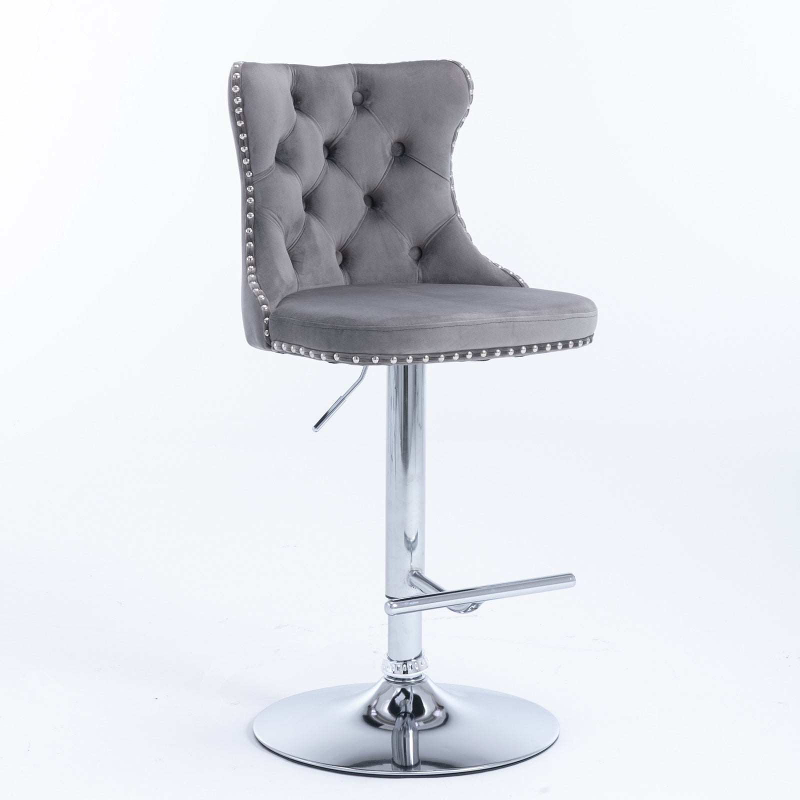 HAOYYE Adjustable Velvet Bar Stools with Tufted Backs, Swivel Seat Height Ranging from 25 to 33 Inches, Modern Upholstered Design with Chrome Base, Comfortable and Stylish Barstools for Kitchen Island or Home Pub