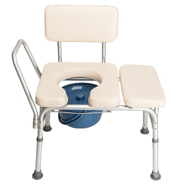 HAOYYE Multifunctional Aluminum Commode Chair and Bath Chair for Elderly Disabled and Pregnant Adults, Adjustable Height with Anti-Slip Feet, Stable Durable Design in Creamy White