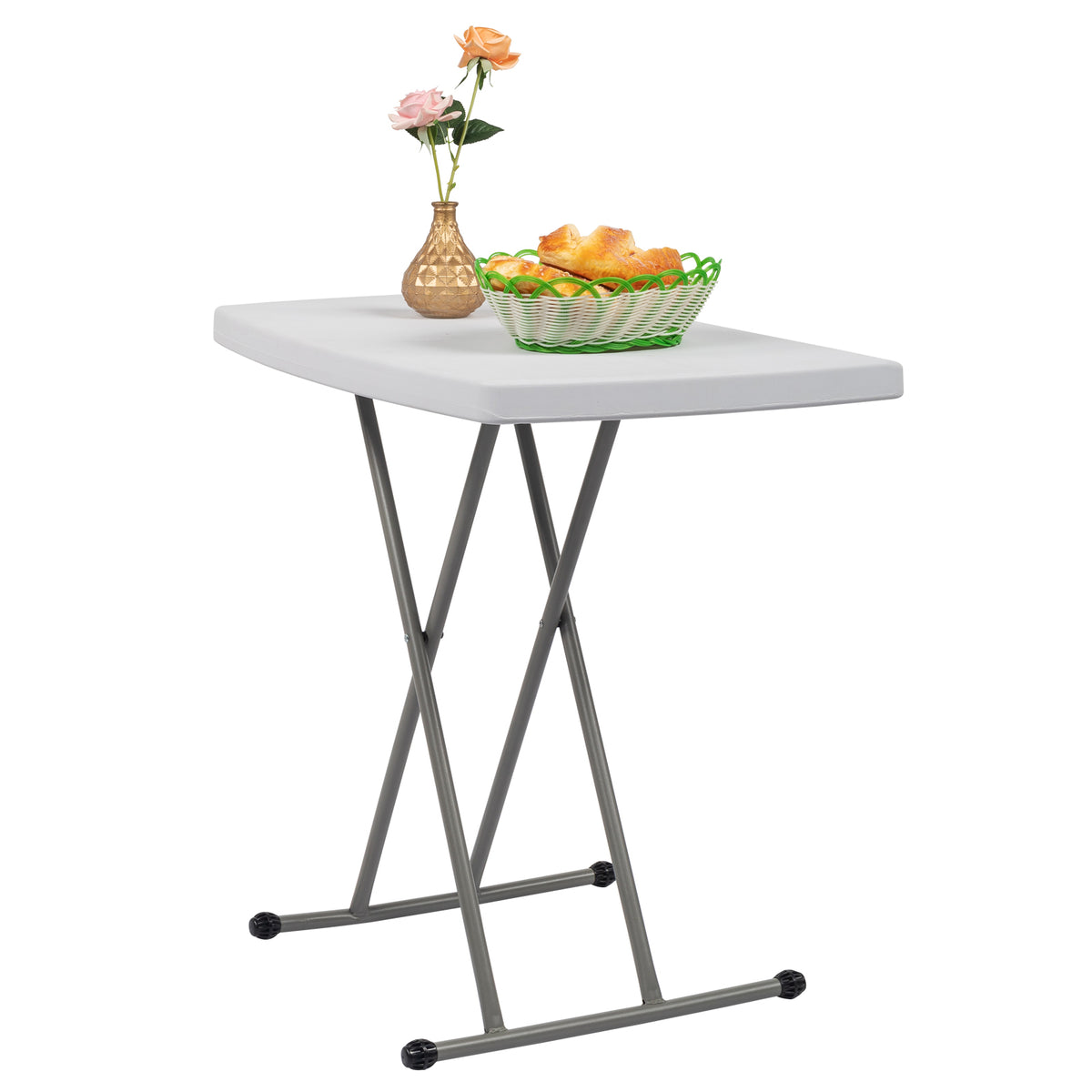 Haoyye Liftable Garden Plastic Table in White, Adjustable Height Outdoor Dining Table for Patio, Balcony, Backyard or Lawn, Lightweight and Weather Resistant Design, Easy to Clean and Perfect for Home or Commercial Use