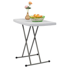 Haoyye Liftable Garden Plastic Table in White, Adjustable Height Outdoor Dining Table for Patio, Balcony, Backyard or Lawn, Lightweight and Weather Resistant Design, Easy to Clean and Perfect for Home or Commercial Use