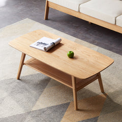 HAOYYE Center table Low Table 100% solid wood Top plate Desk Coffee table Width 100 x Depth 50 x Height 44 cm Study desk Work from home Easy to assemble Natural wood with storage shelf Natural writing desk