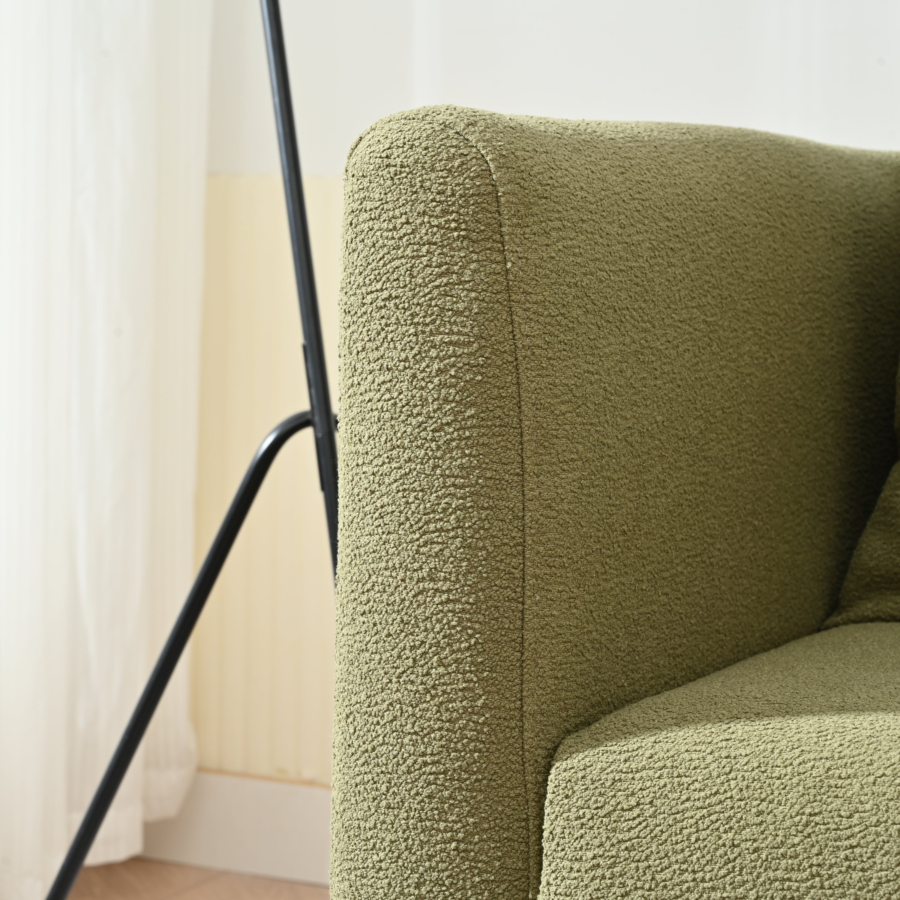 HAOYYE Barrel Chair, Modern Accent Chair, Fabric Armchair Club Chair,Upholstered Arm Chair with Solid Wood Legs,Waist Pillow,Padded Single Chair for Living Room/Bedroom/Study/Waiting Room,Olive Green Sturdy
