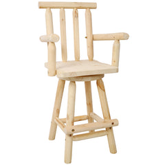 HAOYYE Rustic Bar Stool - Fir Wood Construction, Chair with Footrest,Wide Armrest, Rustic Kitchen Stool, Tall Bistro Chair for Dining Room, Restaurant, Pub, 4-Foot,Light brown color Sturdy Space-Saving