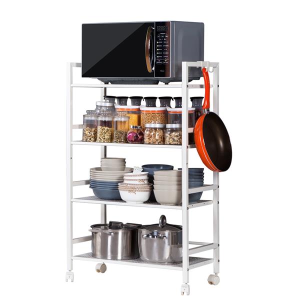 HAOYYE 4-Tier Multi-Functional Storage Cart, Widened Design in Ivory White, Premium Quality, Stylish and Versatile Home Storage Solution, Ideal for Organizing Kitchen, Bathroom, Living Room, and More, Luxury Comfort and Decorative Appeal
