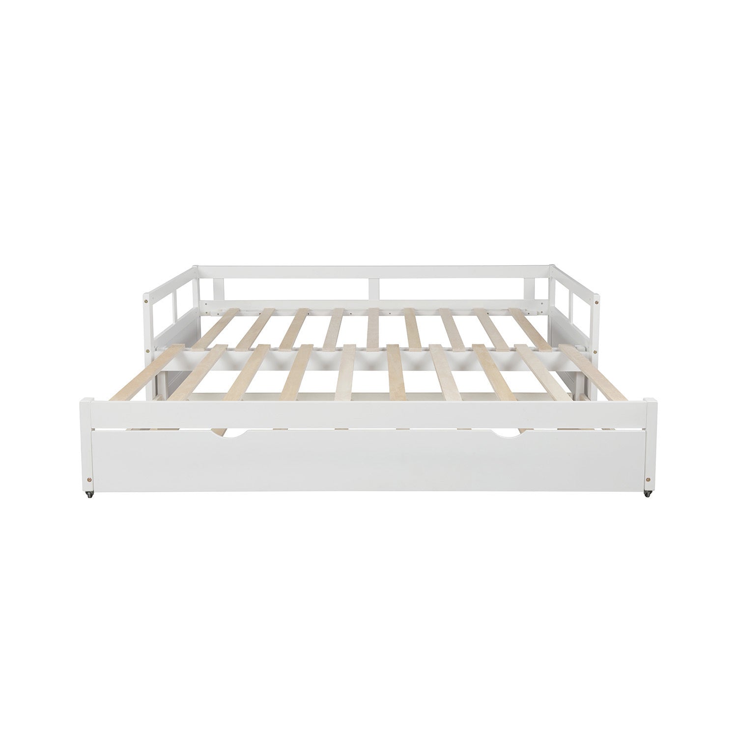 HAOYYE Extending Daybed with Trundle, Wooden Daybed with Trundle, White Sturdy Space-Saving Heavy Duty Modern Design Easy Assembly Durable Stylish Home Furniture Versatile