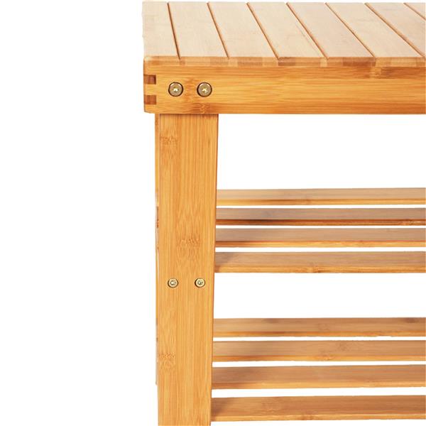 HAOYYE Bamboo Shoe Rack 3-Tier Strip Pattern Wooden Shoe Organizer, Durable Space-Saving Storage Solution with a Modern Design, Versatile for Entryways and Living Rooms, Premium Quality and Stylish Home Essentials