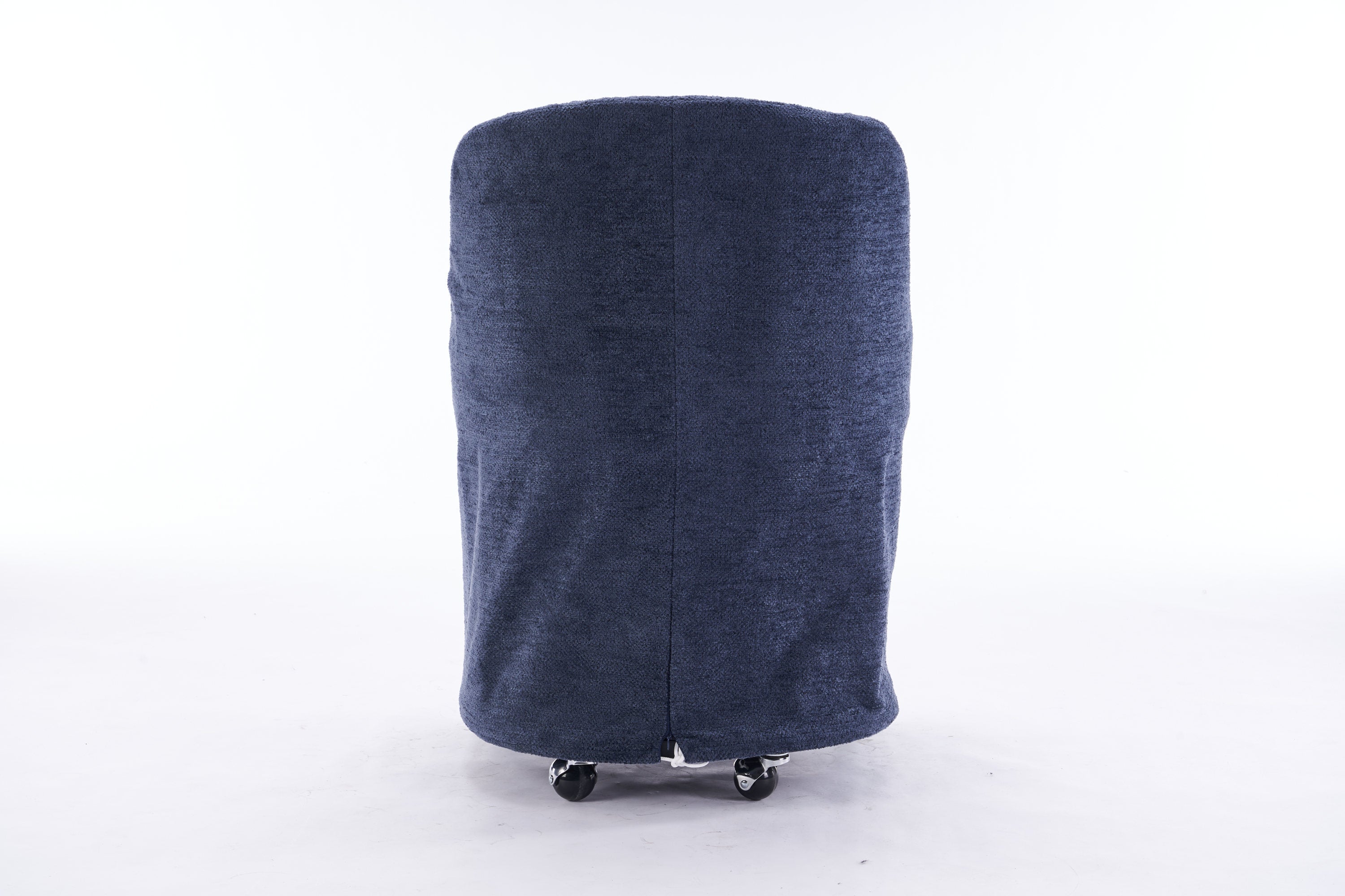 HAOYYE 058-Set of 2 Chenille Fabric Dining Chairs With Universal Wheels,Blue Sturdy Space-Saving Heavy Duty Modern Design Adults Dorm Room Easy Assembly Bedroom Furniture