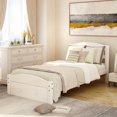 HAOYYE Twin Bed Frame with Storage Drawer and Wood Slat Support, No Box Spring Needed, Sturdy Space-Saving Heavy Duty Modern Design, Easy Assembly, Durable Stylish Home Furniture for Bedroom or Guest Room