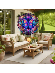 HAOYYE 3D Metal Blue Butterfly Wind Spinner, Yard and Garden Decoration, Kinetic Outdoor Spinner, Spinfinity Wind Sculpture, Classic Style, No Feather, Unique and Elegant Garden Accent