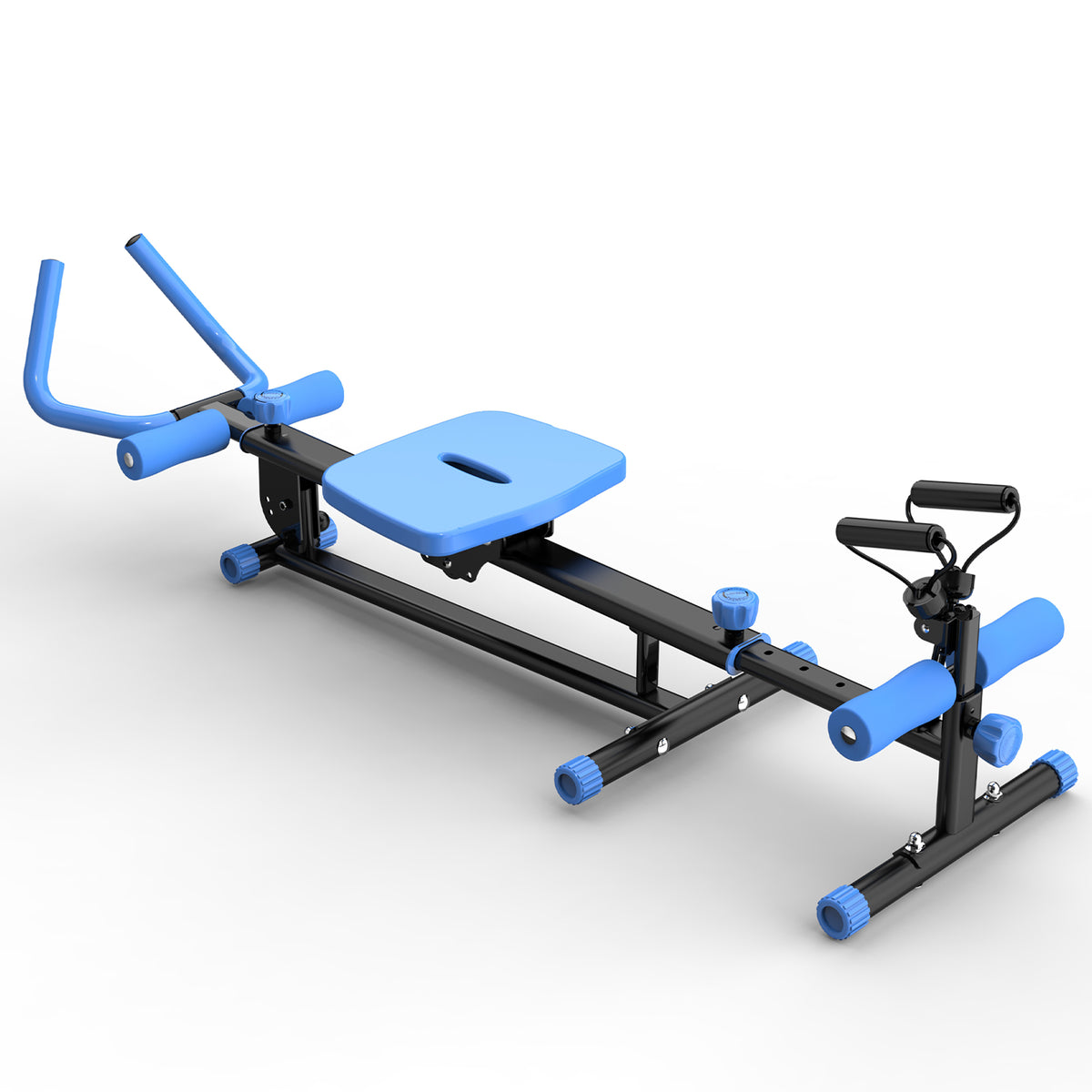 Haoyye 4-in-1 Ab Workout Machine, Rowing Machine, Leg Press, Ab Glider & Roman Chair, Core Strength Training Fitness Equipment for Full-Body Workout